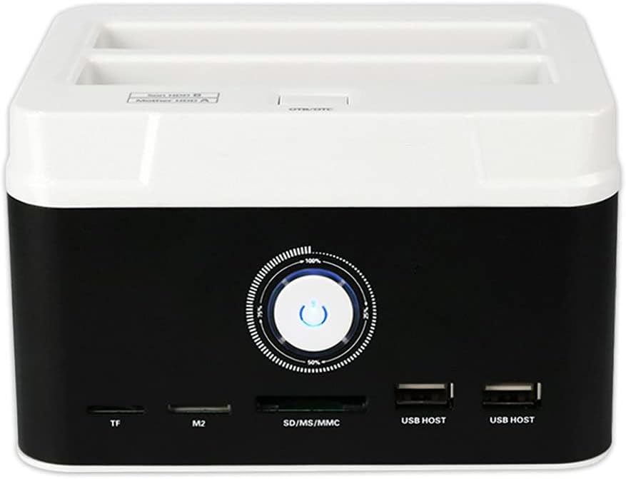 External Hard Drives USB 3.0 to SATA Dual Slots Hard Drive Docking Station with USB 2.0 Hub and Card Reader for 2.5 3.5 Inch HDD SSD SATA