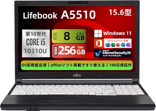 yςݕizm[gp\R LIFEBOOK A5510 15.6C` Windows 11 Pro&MS Office 2019 ڃm[gpc/10 Core i5-10310U/8GB/256GB SSD/WIFI/HDMI/WEBJ/