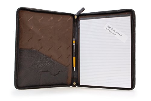 Ashwood - Herren Leder A4 Notizbuchtasche - Schreibmappe mit Reißverschluss - Konferenzmappe Passend für ein Notizbuch - Braun