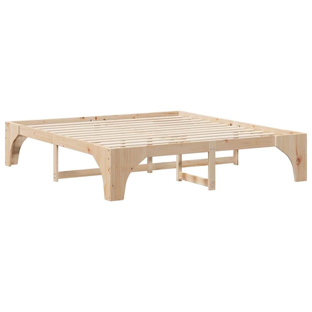 Marco de Cama en el Suelo de Madera Maciza de Pino Marrón Estructura de Perfil Bajo para Dormitorio Moderno Minimalista y Funcional con Fácil Ensamblaje y Diseño Eficiente