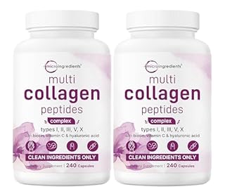 Micro Ingredients 2 Pack Multi Collagen Pills for Women & Men, 480 Capsules | Type I, II, III, V, X | Hydrolyzed Protein Peptides with Biotin, Hyaluronic Acid, & Vitamin C | Keto & Paleo Friendly