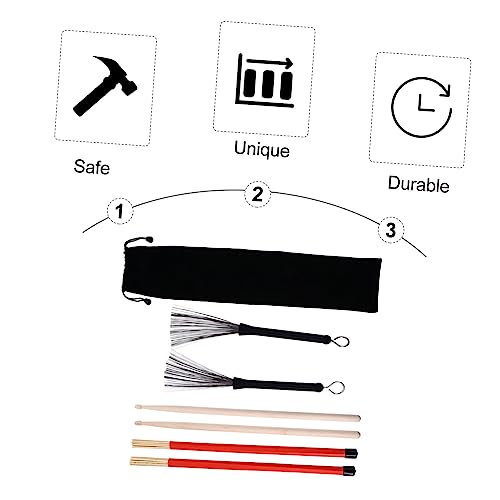 Set de Baquetas y Escobillas para Batería 40 cm Negro miniatura 4