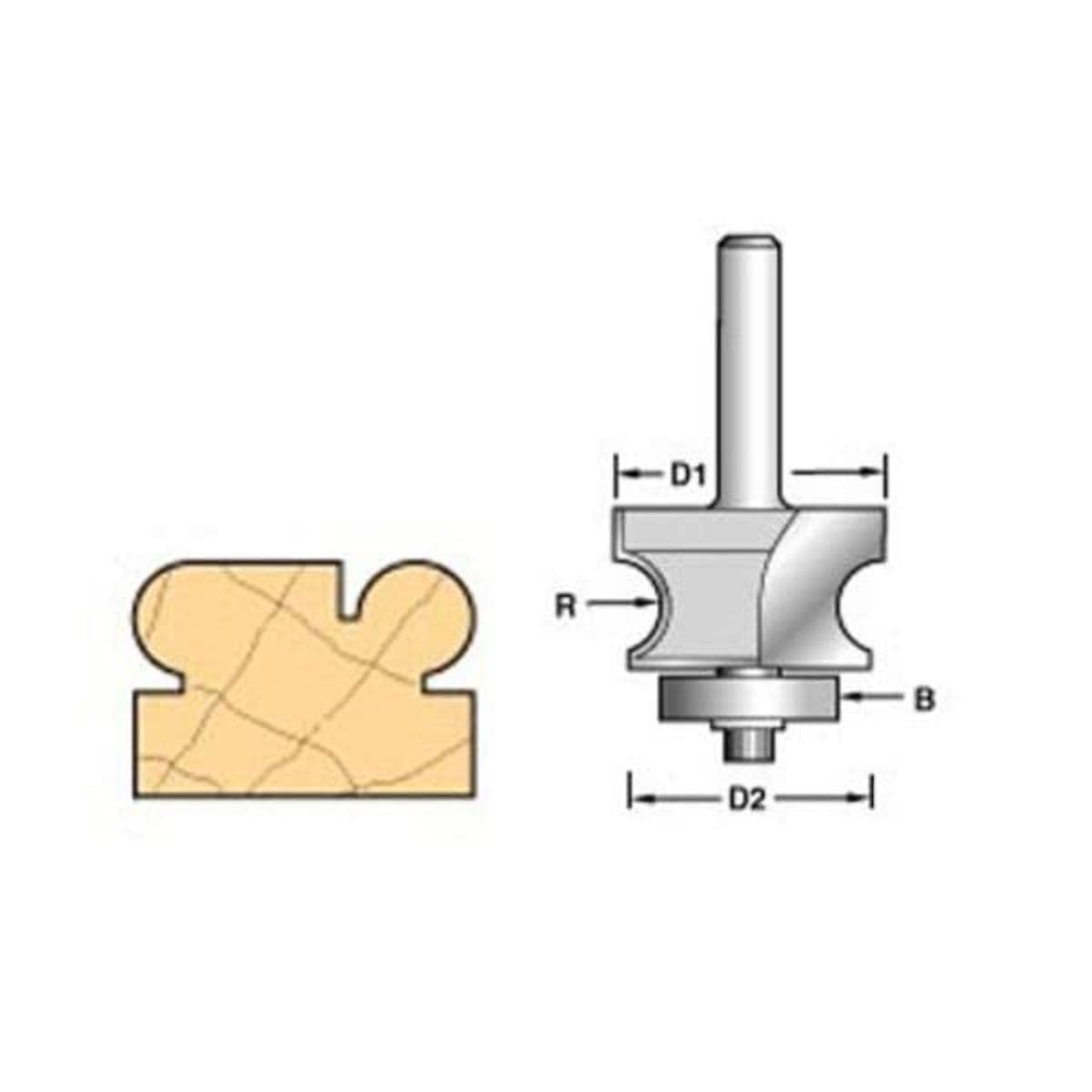 Trend Fresa con rodamiento guiado para esquina, radio 4,8 mm, vástago 1/2 | Crea perfiles de moldura de esquina precisos: radio 4,8 mm y rodamiento 16 mm, corte 28 mm.