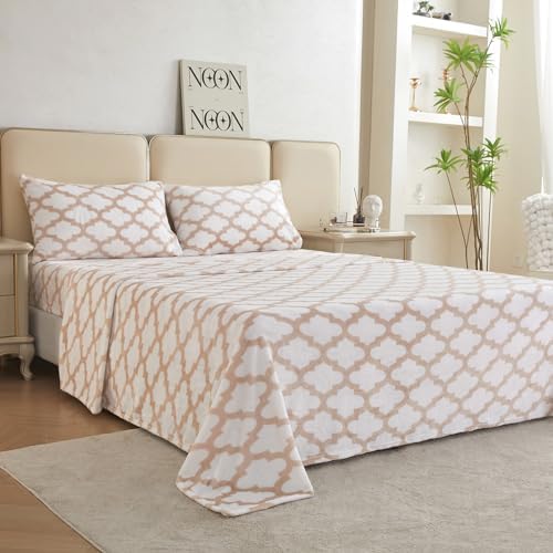 Softan Micro Fleece Sheets Full 4Piece Plush Velvet Polar Fleece Bed Sheet Sets