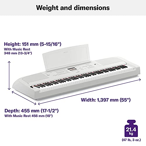 Yamaha DGX-670WH, 88-Key Weighted Digital Piano with Sustain Foot Switch and Music Rest, White - Furniture Stand Sold Separately by Yamaha - Image 4