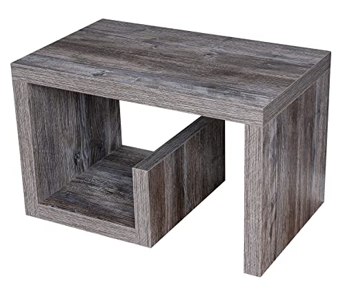 levandeo Gustav Table basse en bois recyclé style shabby chic vintage 59 x 36 x 36 cm Noir Table d'appoint sans montage Fixe