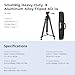 SMALLRIG 73''/186cm Heavy Duty Aluminum Alloy Video Tripod, Max Load 8kg (18lbs), Fluid Head with +85° to -78 Tilt Range, Compact Travel Tripod Weight 3.1kg(6.8lbs), Folded Height 88cm, AD-14-5440