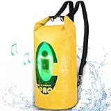 ztarx 20L Solar Dry Bag Backpack with Bluetooth Speaker,4 Lighting Mode LED Storage Bag,Solar or USB Rechargeable,IP66 Waterproof for Fishing Hiking Floating