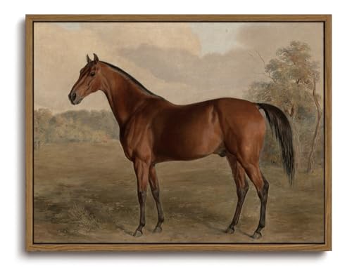 Image of KISSFOX Framed Wall Art Vintage Wall Decor Horse Pictures Equestrian Canvas Art Retro Animal Paintings Farmhouse Artwork For Bedroom Living Room Kitchen