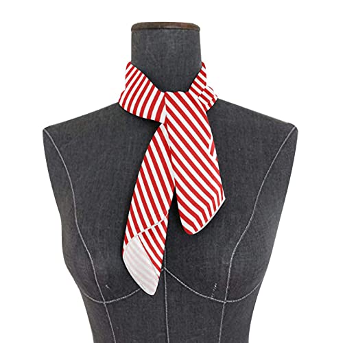 OTVEE Red and White Stripes Head Scarf for Women, 23.6 inch Silk Like Square Hair Scarf Kerchief Bandana3