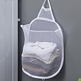 Riuulity Bolsa de Lavandería Colgante Duradera Bolsa de Malla de Almacenamiento de Lavandería de Red Plegable para Baño Resistente Al Agua Gran Capacidad para Uso Familiar Poliéster para Toallas