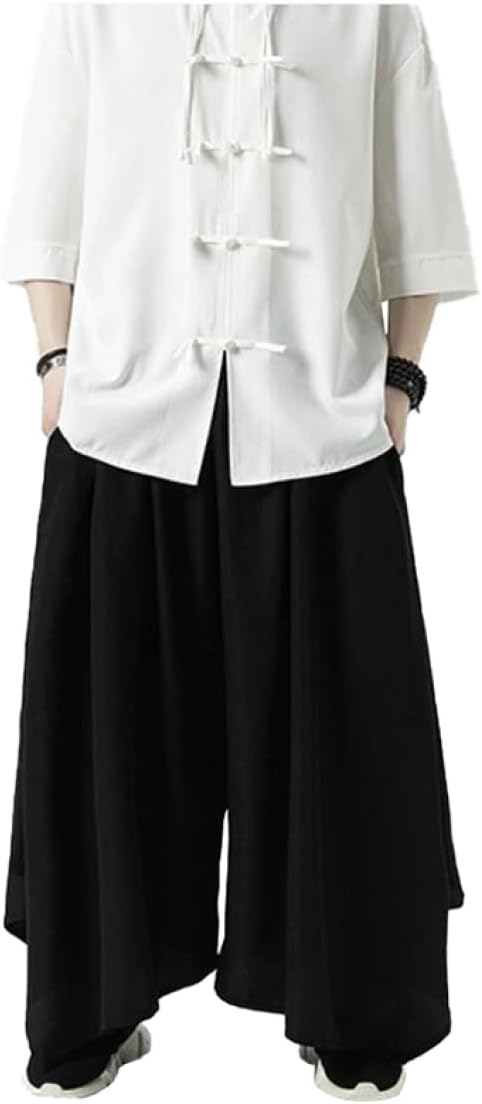 メンズ 袴パンツ ワイド ストリート 無地 個性的 フレアパンツ (パンツ・ボトムスその他) 99011333【BUYMA】 [lsjdln] 袴パンツ メンズ モード系 フレアパンツ タックワイドパンツ ハイウエスト パンツ 袴 スカート風 ドレープパンツ
