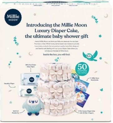 New Millie~Moon Luxury Diaper Cake - Size 1-50ct, 2 Pack of 25 Count - 1