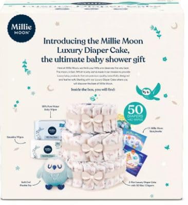 New Millie~Moon Luxury Diaper Cake - Size 1-50ct, 2 Pack of 25 Count