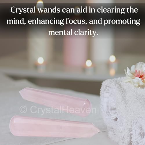 Image of Crystal Heaven Rose Quartz Wand-Pointed Crystal Wand For Energy Healing,Chakra Balancing,Meditation And Home Decor-Crystals And Healing Stones For Gift