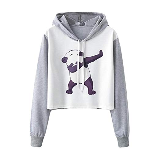 Sudaderas Mujer con Capucha,ZARLLE Mujer Primavera OtoñO Sudaderas Panda ImpresióN De Amor Camisetas De Manga Larga Suelta Blusas Mujer Hooded Pullover Tops Labor De Retazos 
