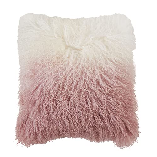 SARO LIFESTYLE Ombre Mongolian Lamb Fur Poly Filled Throw Pillow