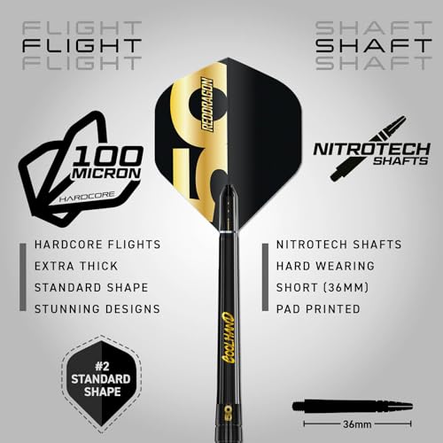 RED DRAGON DARTS - 50 Year Anniversary Player Edition - Luke Humphries 'Coolhand' 22g - Professional Steel Tip 90% Tungsten Darts Set - Includes Dart Flights & Dart Stems (Shafts) - Image 3