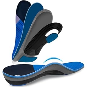 AOTENG STAR Plantar Fasciitis Insoles, High Arch Support Insoles, Heavy Duty Orthotic Shoe Inserts for All Day Walking, Standing (Men 7-7.5 / Women 8-8.5(250mm), Blue-Enhanced)