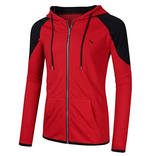 MmNote Fleece Hoodies for Men Zipper Lightweight Spring Long Sleeve Active Mens Jackets Sports Full Zip Sweatshirts Red