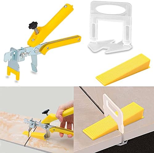 【Upgrade Version】Tile Leveling System 1/8" Kit, 300 pcs Tile Spacers Clips, 100 pcs Reusable Wedges and 1pc Floor Tiles Pliers for Bath Room, Living Room Floor & Wall, Tile Tools Easy Installation