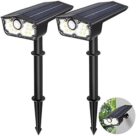 Bright Solar Spot Lights Outdoor Motion Sensor,3 Modes Solar Motion Sensor Outdoor Lights,Waterproof Solar Lights Outdoor,LED Garden Landscape Spotlights for Yard Pathway Driveway Walkway Wall(2Pack) Cover