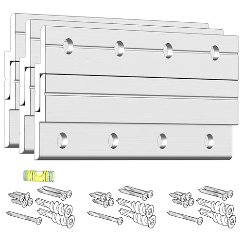 Image of Z Clips 4 inch 3 Pack - French Cleat Picture Hanger - Wall Mirror Mounting Bracket - Flush Mount Hanging Kit for Shelf, Painting, Frames, Cabinet, Soundbar, Whiteboard or Headboard - 40 lb