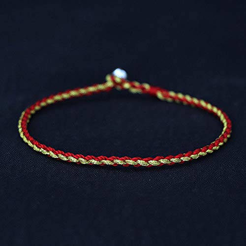 Corde tibétaine pour méditation bracelet artisanal porte-bonheur rouge foncé
