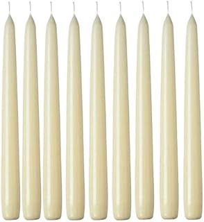 1Above 10 Pack Tapered Dinner Candles | Unscented - Slow Burning Candles | Multi-Purpose | Smokeless Candles (Ivory)