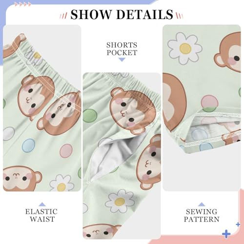 ZZKKO Cute Monkey Faces Flowers Boys Pants for Kids Jogger Pants with Pockets S-XL4