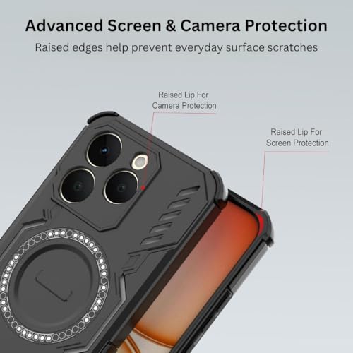 Image of Back Cover Case for Realme 15T 5G | 360 Protection Mobile Phone Case Mag-Safe | Camera Protection | Back Cover for Realme 15 T 5G / Realme 15T 5+G - Black TPU+PC