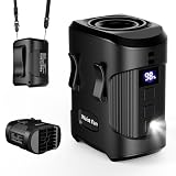 Ventilador de cintura portátil de 4000 mAh, recargable, 3 velocidades, fuerte flujo de aire turbo manos libres, ventilador de cinturón con linterna LED, refrigeración de 24 horas, personal para
