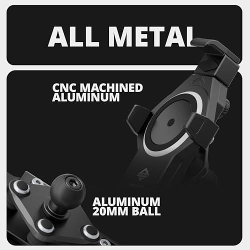 Tackform Suporte de telefone de alumínio preto para motocicleta, poleiro/freio/embreagem - Amortecim