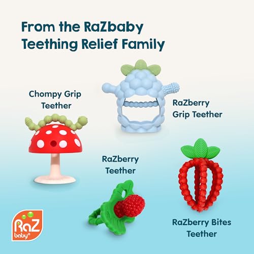 RaZbaby Soft Silicone Infant & Baby 3M+ Teether Toy Massaging Bristles Teething Relief Pacifier - Soothes Sore Gums - Hands-Free & Easy-to-Hold Chompy Teether, BPA Free (RED/Lavender) by RAZBABY - Used condition - Image 8