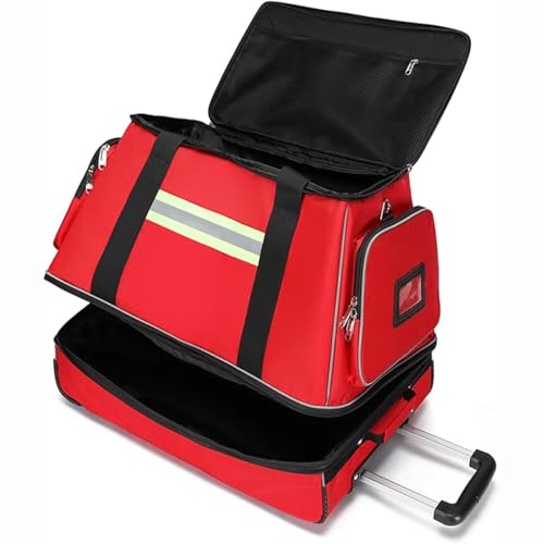 hocvseo Bolsa Médica Rodante, Kit De Rescate De Emergencia De Gran Capacidad, Bolsa De Primeros Auxilios Vacía, para Bombero, Rescate Al Aire Libre, Senderismo
