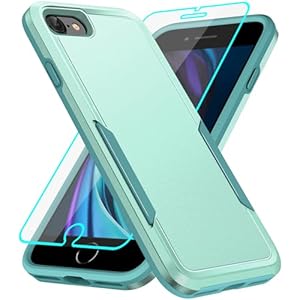 Jihucase for iPhone SE 2020/2022/SE3 iPhone 7/8 Case with Screen Protector: Heavy Duty Protective Anti-scratch and ShockProof Double-Layer Protection Cover for iPhone SE iPhone 7/8 (Green)
