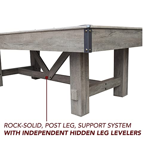 Logan 7-Ft Pool Table Combo Set With Benches - Rustic Gray With Blue Felt #TOP2