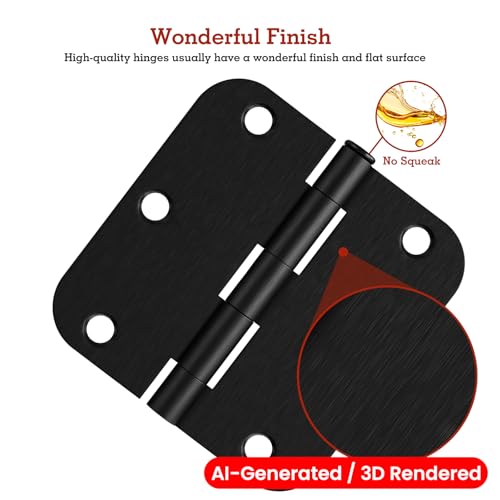 Image of 3 Pack 3 1 /2 Inch Door Hinges Oil Rubbed Bronze 3.5 Inch Black Interior Hinge for Doors 5 /8 Radius Corners 3 inch Hardware Controls Heavy Duty Iron Flat Home House Decor Accessories EssentialsKit