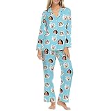 Lcyawer Personalized Women Pajamas Set with Photos, Custom Pet Face Button Down Pajamas Lounge Sleepwear, Customized Christmas Valentines Day Birthday Gifts for Family Girlfriend Wife Cat Dog Mom
