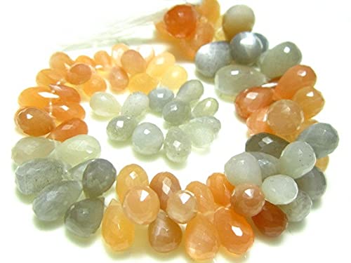 Multi Moonstone Faceted Tear Drops en demi-fil pour éviter le gaspillage de pierres précieuses