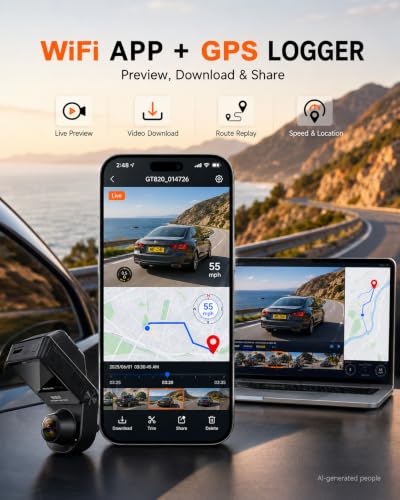 360° Dash Cam Front and Inside 4K+2.5K, 2 Channel Dashcam for Car - image 7