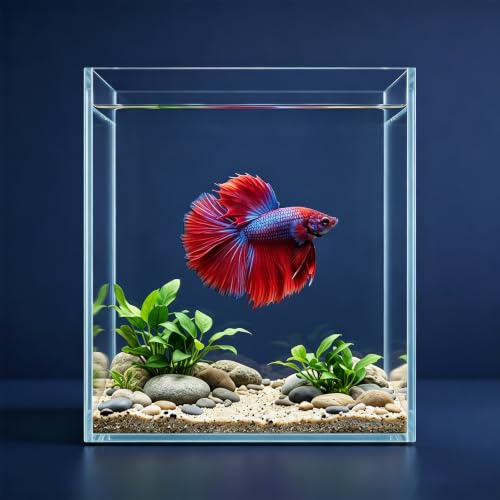 Image of LAQUAL 2 Gallon Fish Tank Starter Kit with Fish Net, 1 Water Changer Siphons & 2 Cleaning Cloth, Crystal Clear Glass Fish Tank, Small Fish Tank /Aquarium for Betta & Goldfish, Nice Home Decor