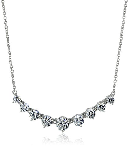 Platinum-Plated Sterling Silver and Swarovski Zirconia Graduated Pendant Necklace