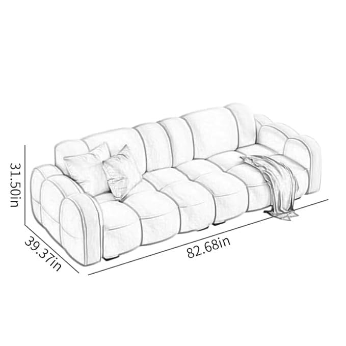 Image of CRAFTCITY Contemporary Wool Sofa with Swen Pillow Back for Living Room (Light Pink, 3 Seater)