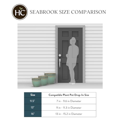 The HC Companies 16 Inch Seabrook Decorative Round Planter - Lightweight Premium Resin Plant Pot with a Ceramic Look for Indoor Outdoor Use, Weathered Greige by The HC Companies - Image 5