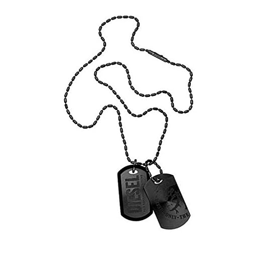 Diesel Homme en acier inoxydable avec fermoir mousqueton Collier dog tag