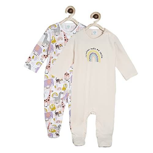 Image of miniklub Infants Girls Pink & Grey Printed Cotton Sleepsuit