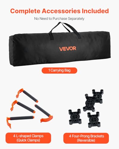 Image of VEVOR Portable Folding Workstand, 8.02 x 4.12 ft Collapsible Workbench, 6000 lbs Weight Capacity, No Assembly Foldable Work Stand with Storage Bag, Table Top NOT Included, for Garage Workshop Outdoor