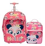 Puket - Kit Panda Romântico: Mochila Grande + Lancheira Térmica Panda Romântico Puket