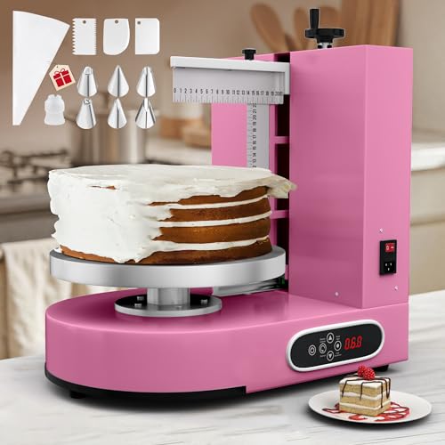 PYY Cake Decorating Machine - Automatic Cake Cream Spreading Machine for 4-12 Inch Cake Icing Machine 60-320 RPM with Graduated Scrapers Electric Cake Turntable for Decorating Cake Frosting Machine